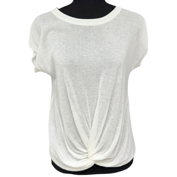 T Tahari Mesh Twist Front Knit Top | Small, NWT Casual Spring Sheer Mesh Top - Picture 4 of 10